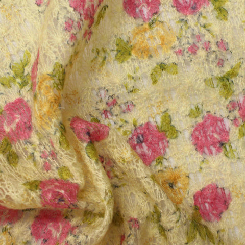 Pink Floral Knit, Acrylic, 100 gsm