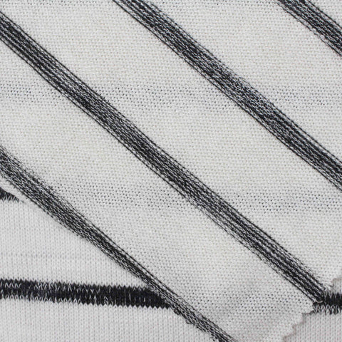 Black Horizontal-Stripe Rib Knit, Viscose-Poly, 190 gsm, 160 cm