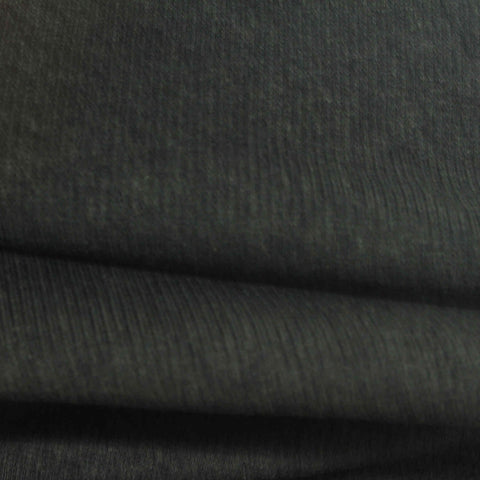 Dark Grey Heathered-Marl Rib Knit, Cotton, 350 gsm