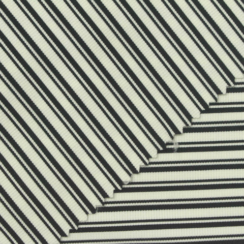 Black Horizontal-Stripe Waffle Knit, Nylon-Spandex, 180 gsm