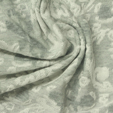 Grey Floral Pointelle Knit, Viscose-Poly