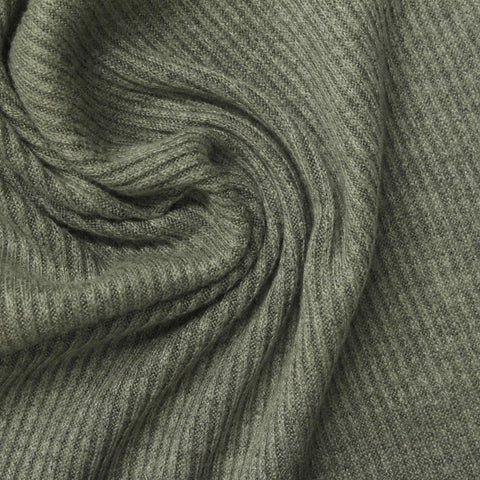 Viscose Polyester Blend Stretch Rib Knit Fabric, 280 gsm, 165 cm — Green