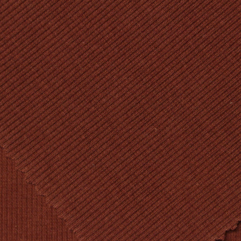 Cotton Polyester Stretch Rib Knit Fabric, 370 gsm, 110 cm — Brown