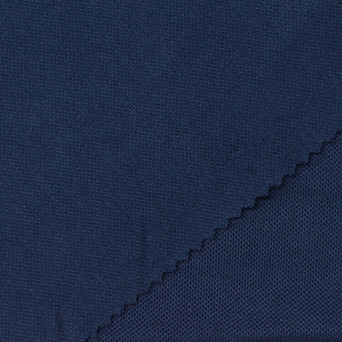 Cotton Polyester Piqué Knit Fabric, 250 gsm, 180 cm — Navy