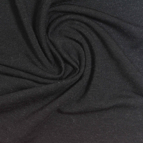 Tencel Lyocell Wool Stretch Jersey Knit Fabric, 140 gsm, 155 cm — Black, ref EF-263145