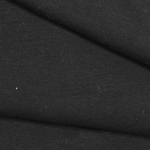 Brushed Polyester Cotton Stretch Velvet Fabric, 400 gsm, 180 cm — Black