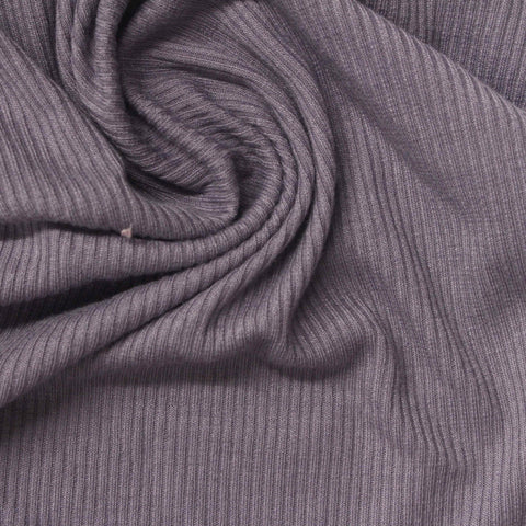 Polyester Viscose Stretch Rib Knit Fabric, 220 gsm — Purple