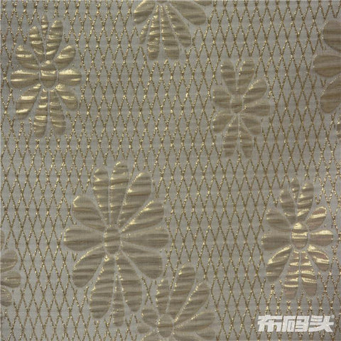 Gold Floral Jacquard, Poly-Viscose