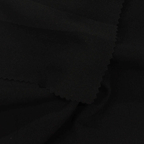 Polyester Viscose Stretch Twill Fabric, 281 gsm — Black