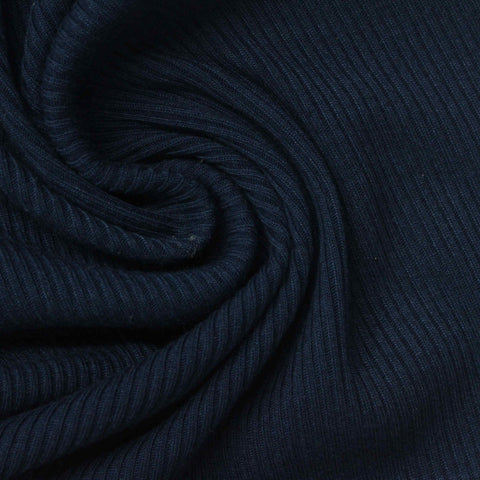 Navy Rib Knit, Poly-Cotton
