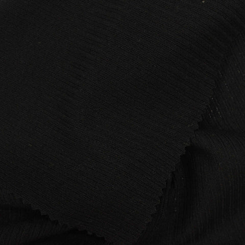Black Marl Rib Knit, Viscose-Poly, 213 gsm