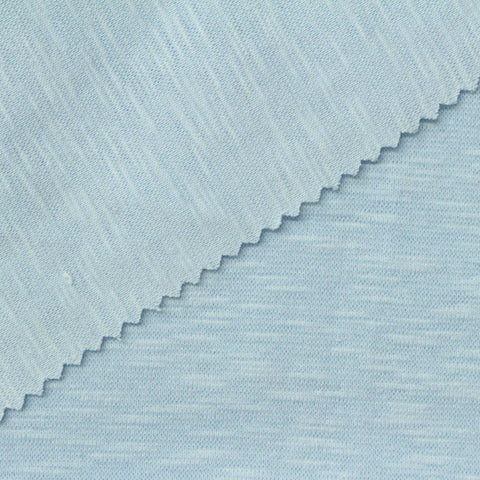 Light Blue Marl Rib Knit, Cotton, 258 gsm