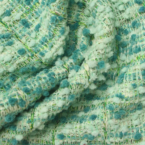 Green Abstract Bouclé, Poly-Cotton