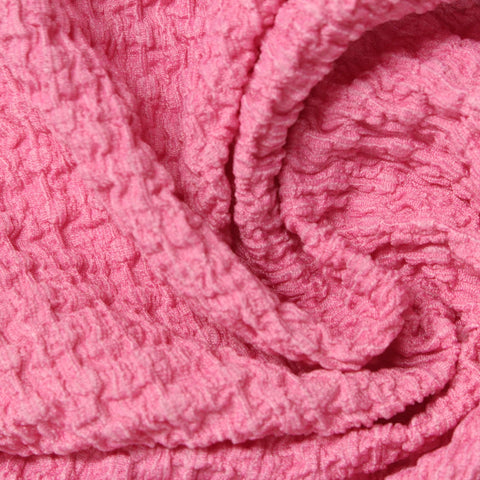 Jacquard Polyester Stretch Crepe Fabric, 170 gsm, 130 cm — Pink