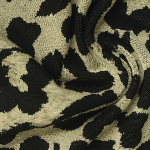 Black Animal Print Interlock Knit, Polyester, 230 gsm