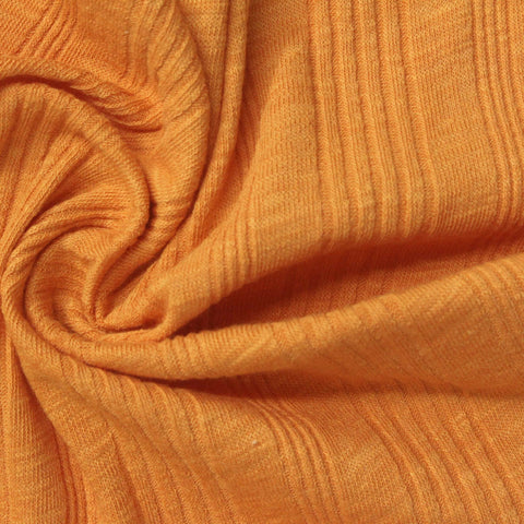 Cotton Viscose Stretch Rib Knit Fabric, 176 gsm, 156 cm — Orange