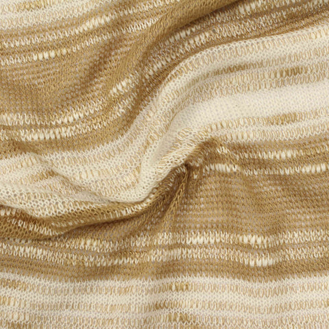 Cream Horizontal-Stripe Chunky Knit, Poly-Viscose, 139 gsm