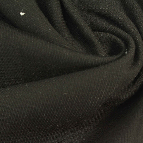 Polyester Viscose Stretch Rib Knit Fabric, 260 gsm, 160 cm — Black