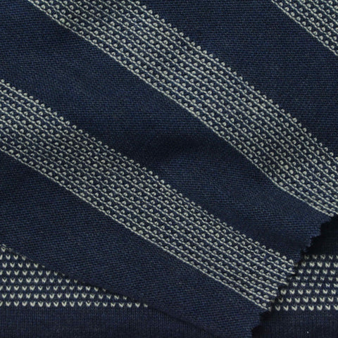 Navy Horizontal-Stripe Mesh, Cotton-Poly