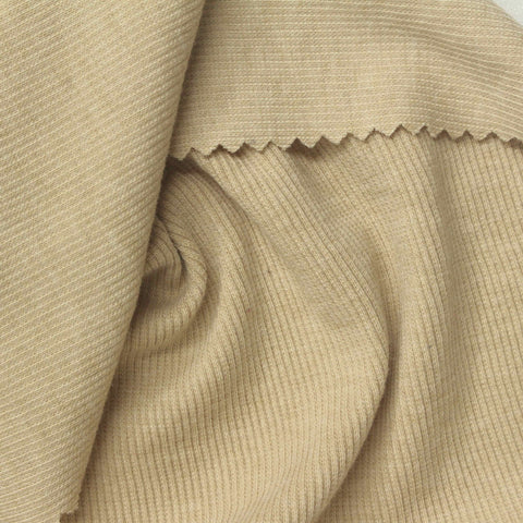 Polyester Cotton Stretch Rib Knit Fabric, 300 gsm, 100 cm — Khaki
