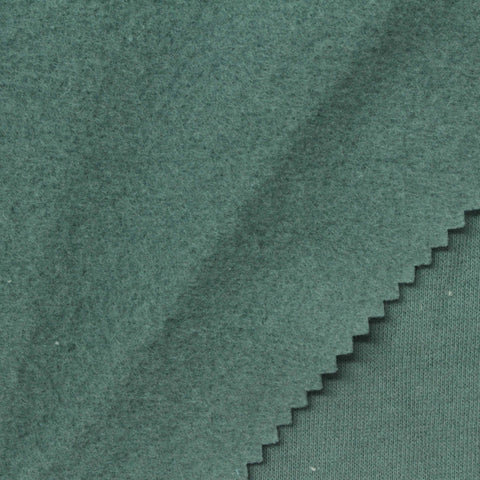 Brushed Cotton Polyester French Terry Fabric, 260 gsm, 165 cm — Green