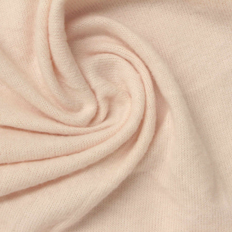 Brushed Polyester Viscose Stretch Chunky Knit Fabric, 180 gsm, 163 cm — Beige