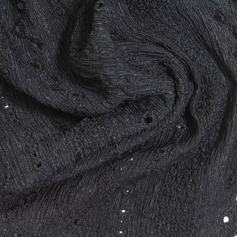 Black Vertical-Line Warp Knit, Polyester