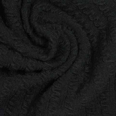 Black Vertical-Wave Rib Knit, Polyester