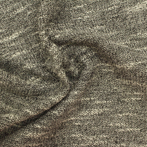Black Marl Interlock Knit, Viscose-Poly