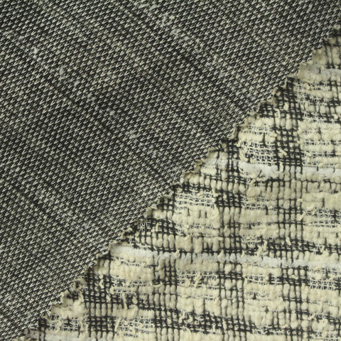 Black Textured Bouclé, Cotton-Poly