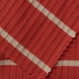 Striped Cotton Polyester Stretch Rib Knit Fabric, 230 gsm, 123 cm — Red — photo 1