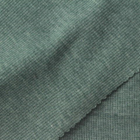 Muted Green Marl Rib Knit, Poly-Cotton
