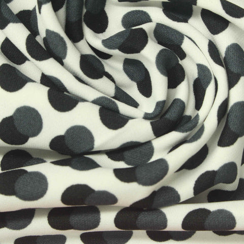 Dark Grey Circles Interlock Knit, Polyester