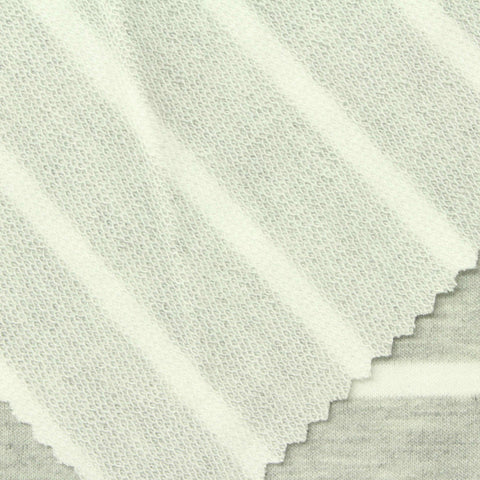 Light Grey Horizontal-Stripe French Terry, Viscose-Poly, 260 gsm