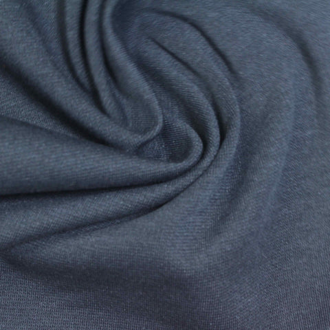 Cotton Polyester Stretch Ponte Knit Fabric, 240 gsm, 155 cm — Navy