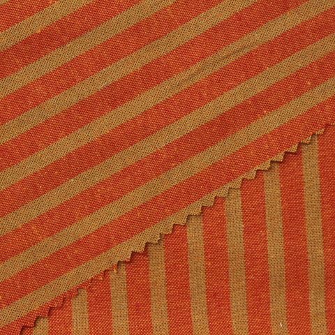 Orange Vertical-Stripe Woven, Cotton-Linen
