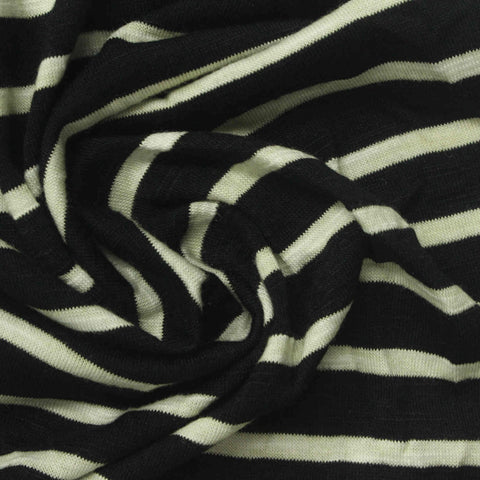 Black Horizontal-Stripe Jersey Knit, Poly-Viscose, 180 gsm, 160 cm, ref EF-272779