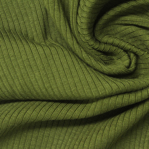 Tencel Lyocell Stretch Rib Knit Fabric, 290 gsm, 145 cm — Green