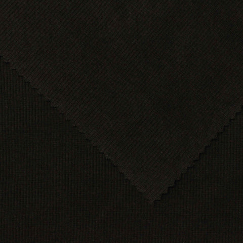 Cotton Polyester Stretch Rib Knit Fabric, 270 gsm, 122 cm — Black