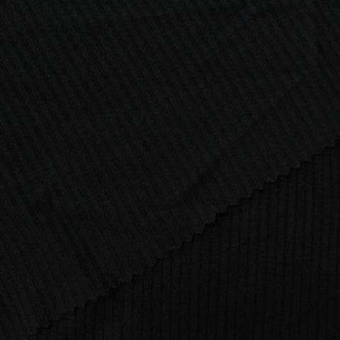 Viscose Stretch Rib Knit Fabric, 225 gsm, 150 cm — Black, ref EF-220869