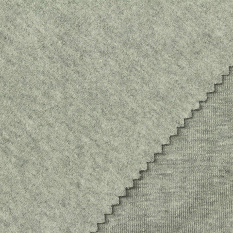 Light Grey Heathered-Marl Rib Knit, Poly-Cotton, 240 gsm