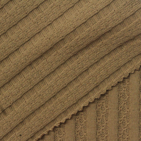 Khaki Tone-on-Tone Rib Knit, Cotton-Poly