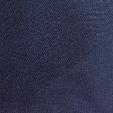 Polyester Viscose Stretch French Terry Fabric, 240 gsm, 170 cm — Navy