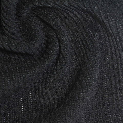 White Vertical-Stripe Knit, Polyester, 360 gsm