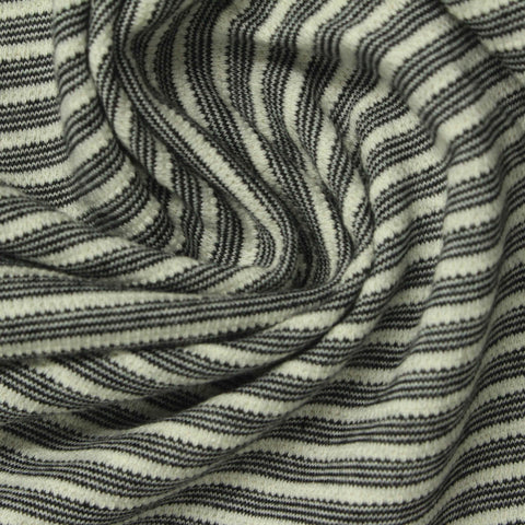 Black Horizontal-Stripe Jersey Knit, Cotton-Poly, 170 gsm