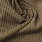 Polyester Cotton Stretch Rib Knit Fabric, 260 gsm, 145 cm — Khaki — photo 1