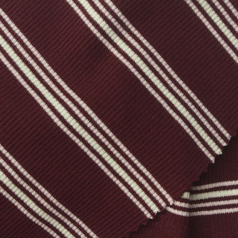 Maroon Stripes Rib Knit, Viscose