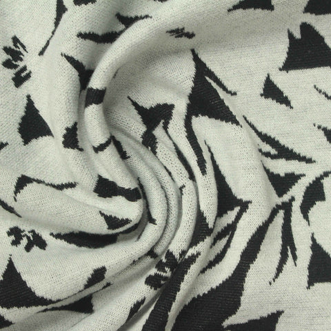 Black Floral Interlock Knit, Polyester
