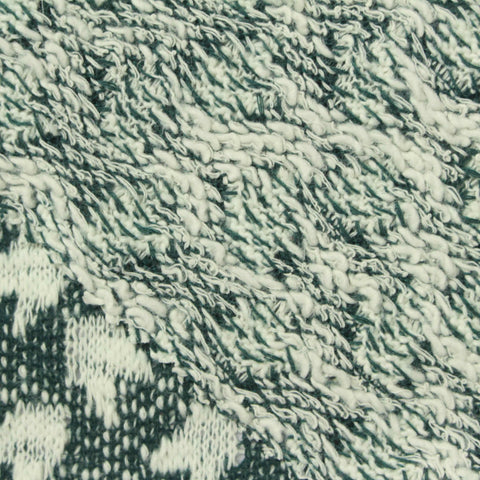 Dark Green Houndstooth Chunky Knit, Poly-Cotton