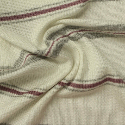 Cream Bold-Plaid Rib Knit, Viscose
